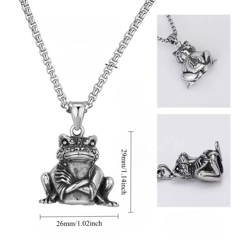 Men's Golden Toad Frog Necklace, Trendy Hip-Hop Style